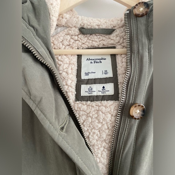 ABERCROMBIE & FITCH SHERPA LINED MILITARY PARKA JACKET COAT - Picture 6 of 8